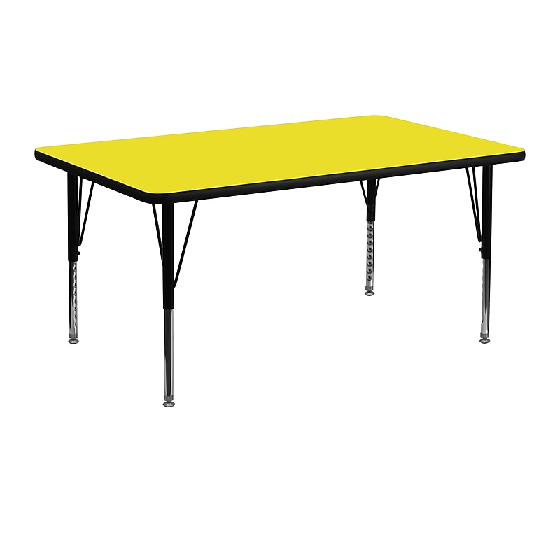 Flash Furniture Wren Rectangular Activity Table, 24" x 48", Height Adjustable, Yellow (XUA2448RECYELHP) image 1