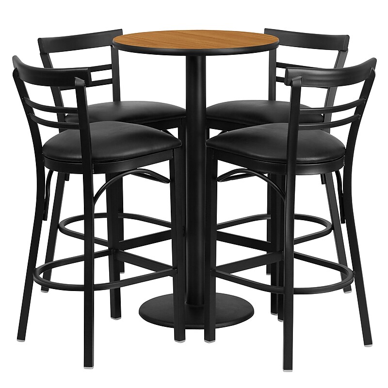Flash Furniture 24'' Round Table Set W/4 Ladder Back Bar Stools (RSRB1035) image 1