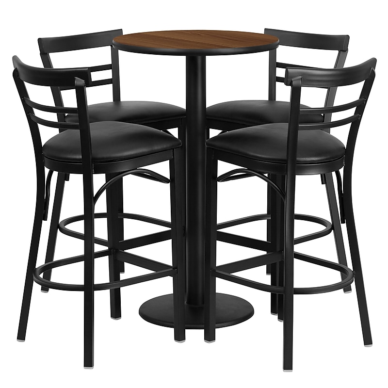 Flash Furniture 24'' Round Table Set W/4 Ladder Back Bar Stools (RSRB1036) image 1