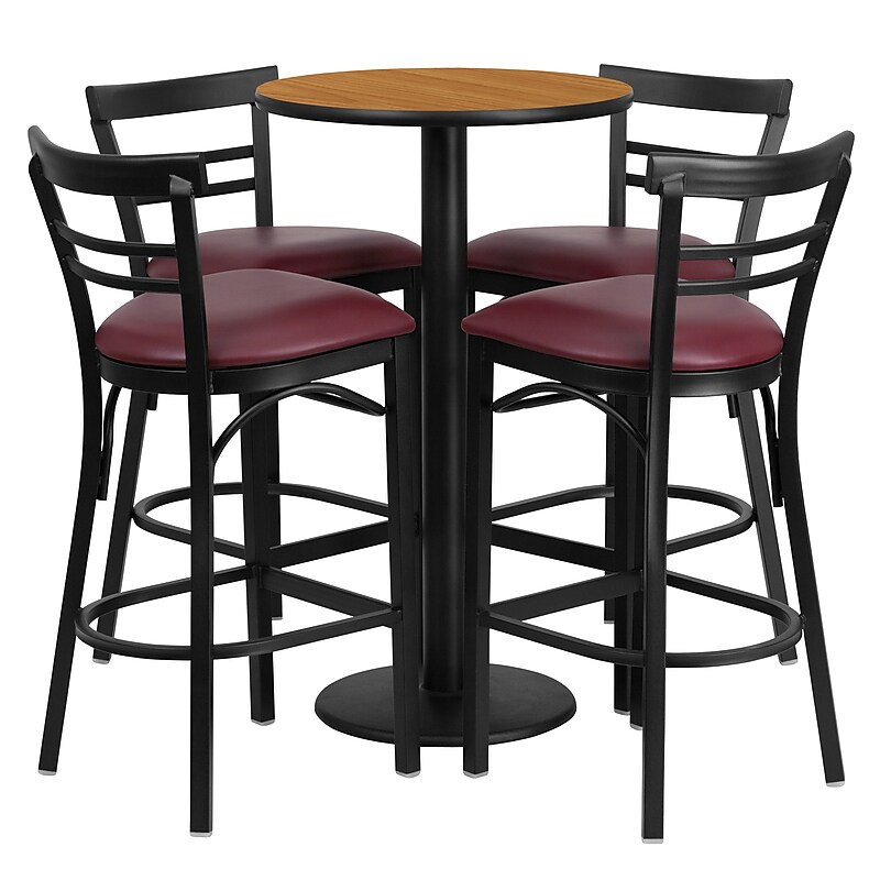 Flash Furniture 24'' Round Table Set W/4 Ladder Back Bar Stools (RSRB1039) image 1