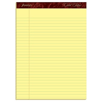 Ampad Gold Fibre Notepads, 8.5" x 11.75", Wide Ruled, Canary, 50 Sheets/Pad, 4 Pads/Pack (TOP20-032R)
