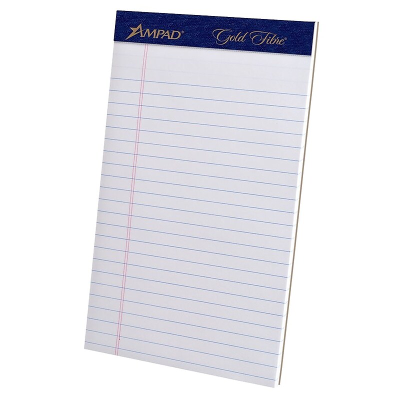 Ampad Gold Fibre Notepads, 5" x 8", College Ruled, White, 50 Sheets/Pad, 4 Pads/Pack (TOP 20-018R) image 1