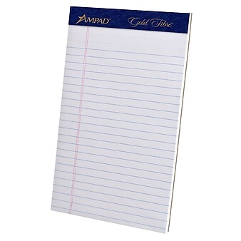 Ampad Gold Fibre Notepads, 5" x 8", College Ruled, White, 50 Sheets/Pad, 4 Pads/Pack (TOP 20-018R)