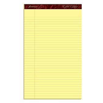 Ampad Gold Fibre Notepads, 8.5" x 14", Wide Rule, Canary, 50 Sheets/Pad, 12 Pads/Pack (TOP 20-030R)