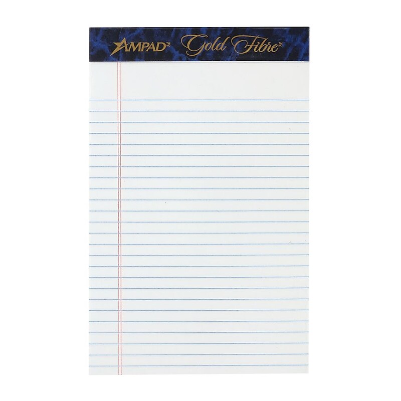 Ampad Gold Fibre Notepads, 5" x 8", College Ruled, White, 50 Sheets/Pad, 12 Pads/Pack (20054) image 1