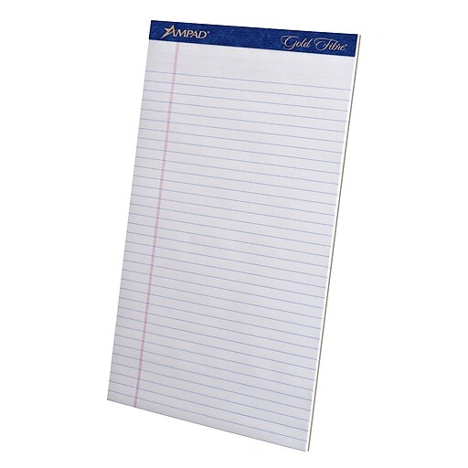 Ampad Gold Fibre Notepads, 8.5" x 14", Wide Ruled, Ivory, 50 Sheets/Pad