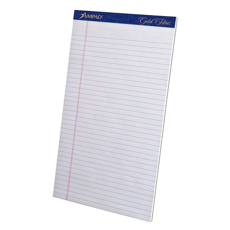 Ampad Gold Fibre Notepads, 8.5" x 14", Wide Ruled, Ivory, 50 Sheets/Pad, 12 Pads/Pack (TOP 20-080R) image 1
