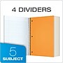 Oxford 5-Subject Subject Notebooks, 8" x 10.5", Wide Ruled, 180 Sheets, Each (65058)~#|#~sp137856351_sc7