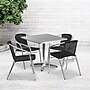 Flash Furniture Lila Indoor-Outdoor Table Set with 4 Chairs, 31.5" x 31.5", Aluminum/Black (TLH32SQ020BKCH4)~#|#~sp137857792_sc7