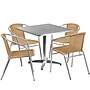 Flash Furniture Lila Indoor-Outdoor Table Set with 4 Chairs, 31.5" x 31.5", Aluminum/Beige (TLH32SQ020BGCH4)~#|#~sp137857796_sc7