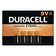 Duracell Coppertop 9V Alkaline Batteries, 4/Pack (MN154DW)