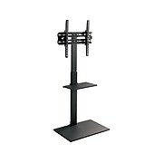 Mount-It! Metal Height-Adjustable TV Stand with Shelf, Black, Screens up to 55" (MI-1877)