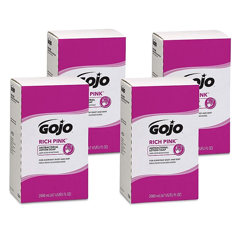 GOJO Rich Pink Antibacterial Liquid Hand Soap Refill for PRO TDX Dispenser, Floral Scent, 67 oz., 4/Carton (7220-04) image 1