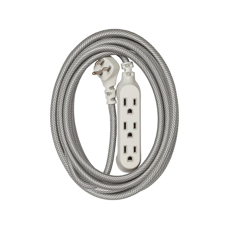360 Electrical Habitat Modern Collection 15' Extension Cord, 3-Outlet, Tungsten (360429-TU-8ES) image 1