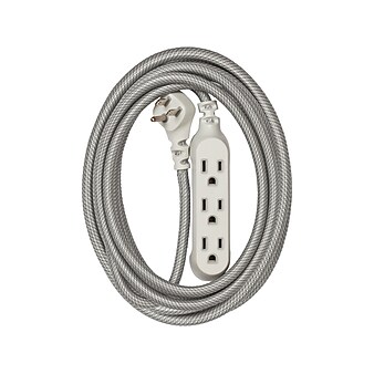 360 Electrical Habitat Modern Collection 15' Extension Cord, 3 Outlets, Tungsten (360429-TU-8ES-C1)