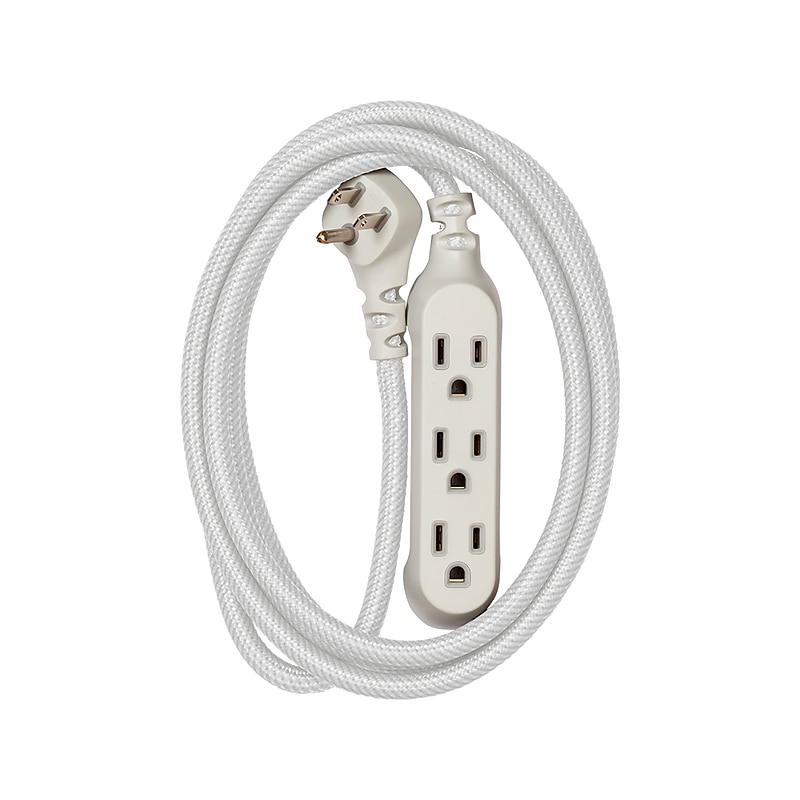 360 Electrical Habitat Modern Collection 8' Extension Cord, 3-Outlet, Titanium (360417-TI-8ES) image 1