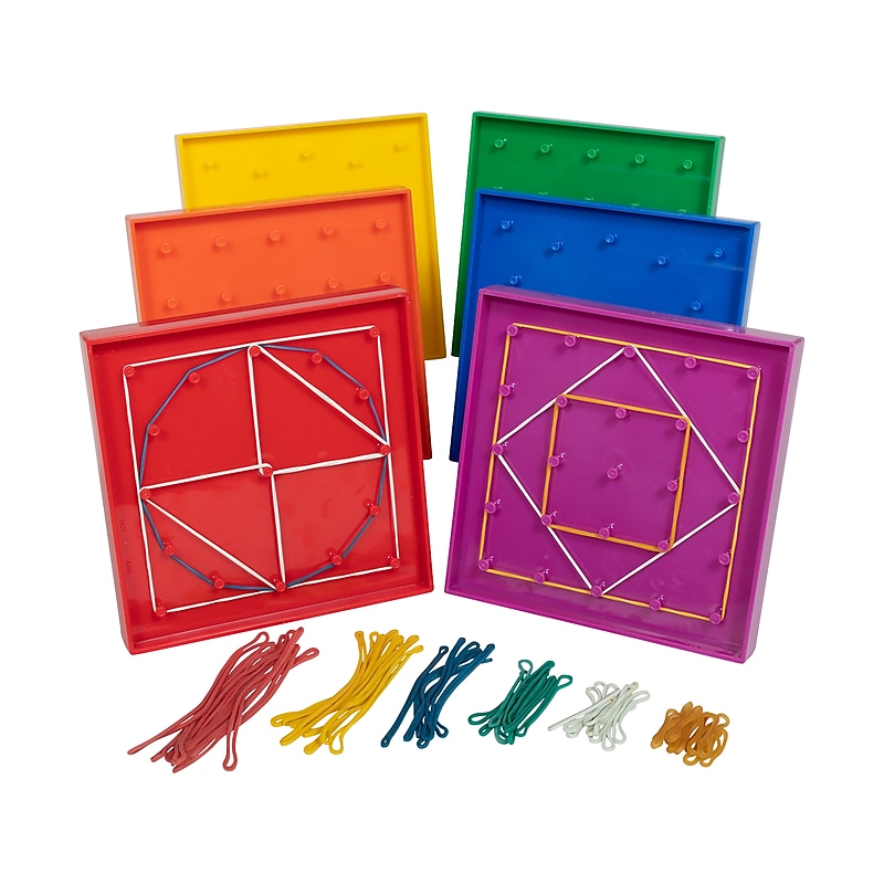 Learning Advantage Plastic Geoboards with Bands, Assorted Colors, 126/Set (7728) image 1