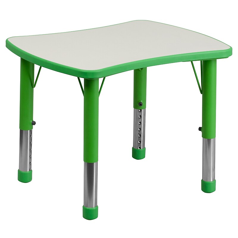 Flash Furniture Wren Rectangular Activity Table, 21.875" x 26.625", Height Adjustable, Green/Gray (YU098RECTBLGN) image 1