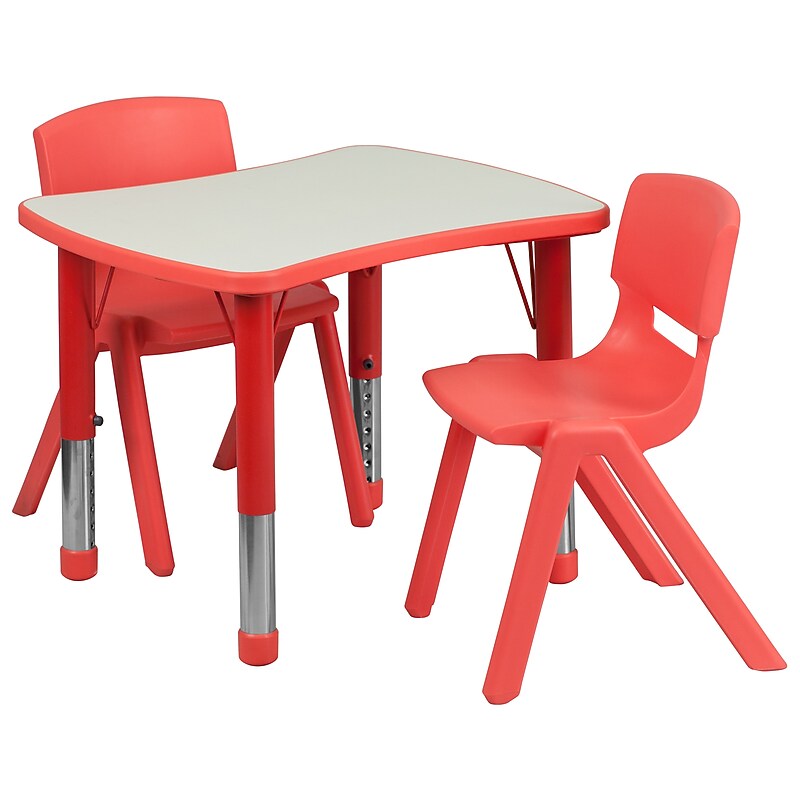 Flash Furniture Emmy Rectangular Activity Table Set, 21.875" x 26.625", Height Adjustable, Red (YU09832RECTBLRD) image 1