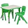 Flash Furniture Emmy Rectangular Activity Table Set, 21.875" x 26.625", Height Adjustable, Green (YU09832RECTBLGN)~#|#~sp138079631_sc7