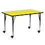 Flash Furniture Wren Rectangular Mobile Activity Table, 24'' x 60", Height Adjustable, Yellow (XUA2460RECYLHAC)~#|#~sp138368894_sc7