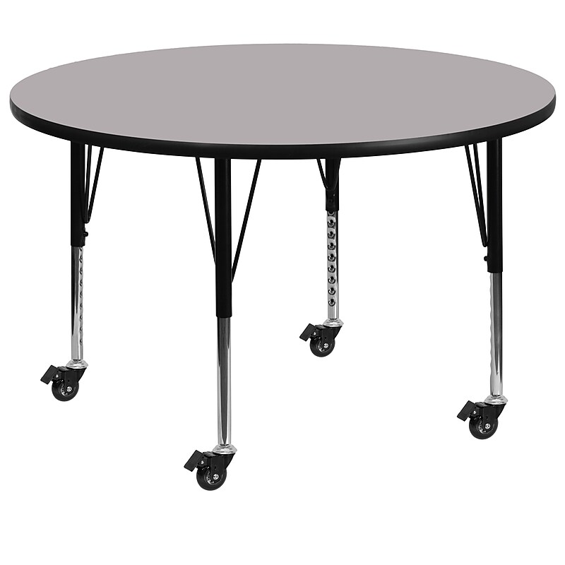 Flash Furniture Wren 60'' Round Mobile Activity Table, Height Adjustable, Gray (XUA60RNDGYTPC) image 1