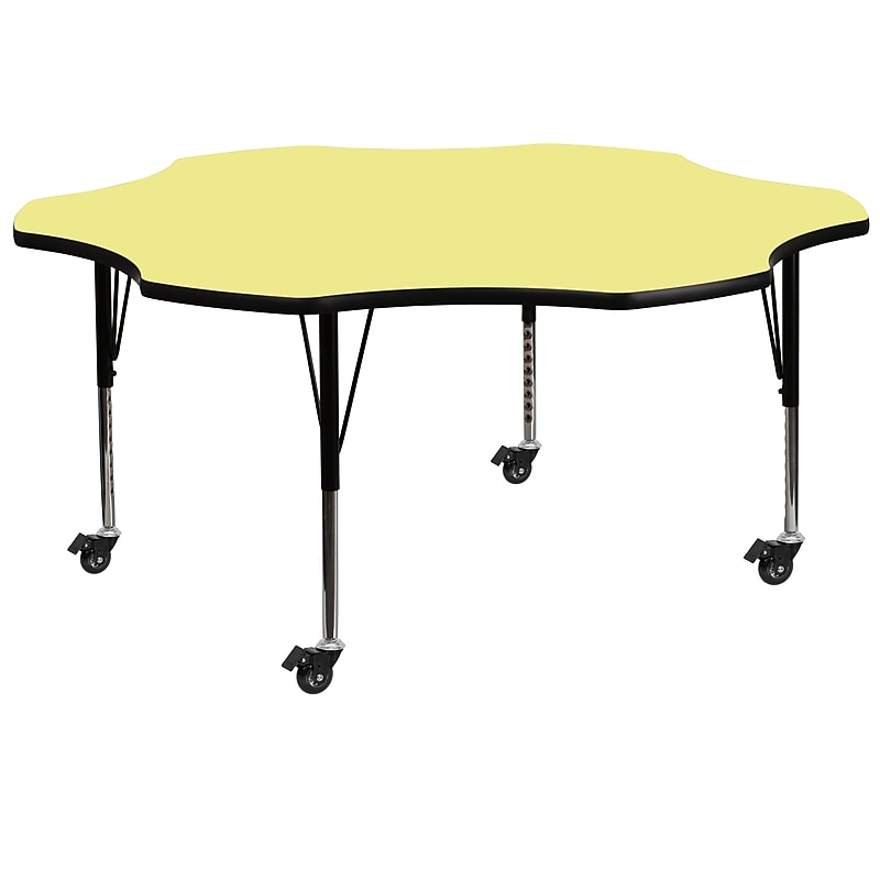 Flash Furniture Wren 60'' Flower Mobile Activity Table, Height Adjustable, Yellow (XUA60FLRYLTPC) image 1
