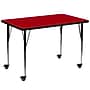 Flash Furniture Wren Rectangular Mobile Activity Table, 36" x 72", Height Adjustable, Red (XUA3672RECRDTAC)~#|#~sp138370252_sc7