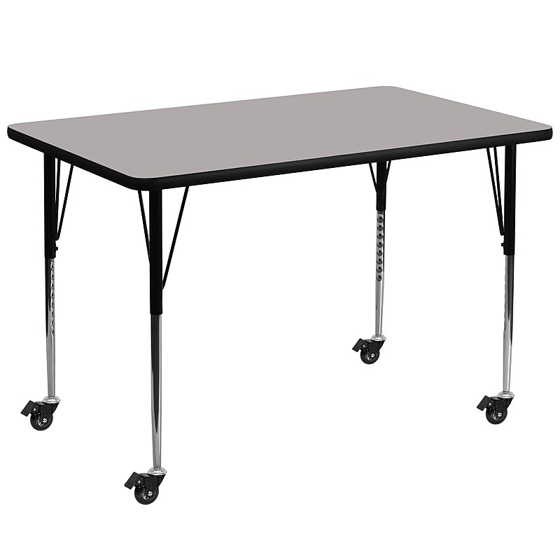 Flash Furniture Wren Rectangular Mobile Activity Table, 36" x 72", Height Adjustable, Gray (XUA3672RECGYHAC) image 1
