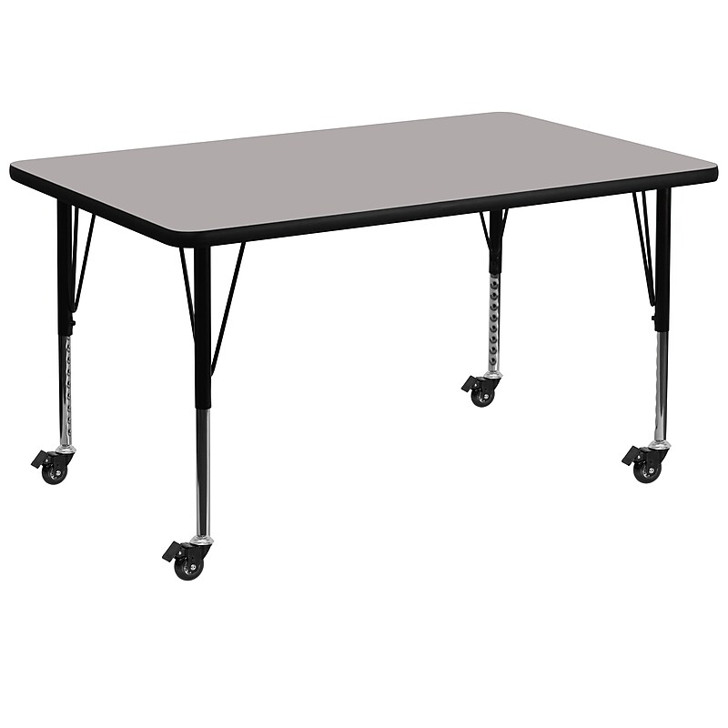 Flash Furniture Wren Rectangular Mobile Activity Table, 36" x 72", Height Adjustable, Gray (XUA3672RECGYHPC) image 1