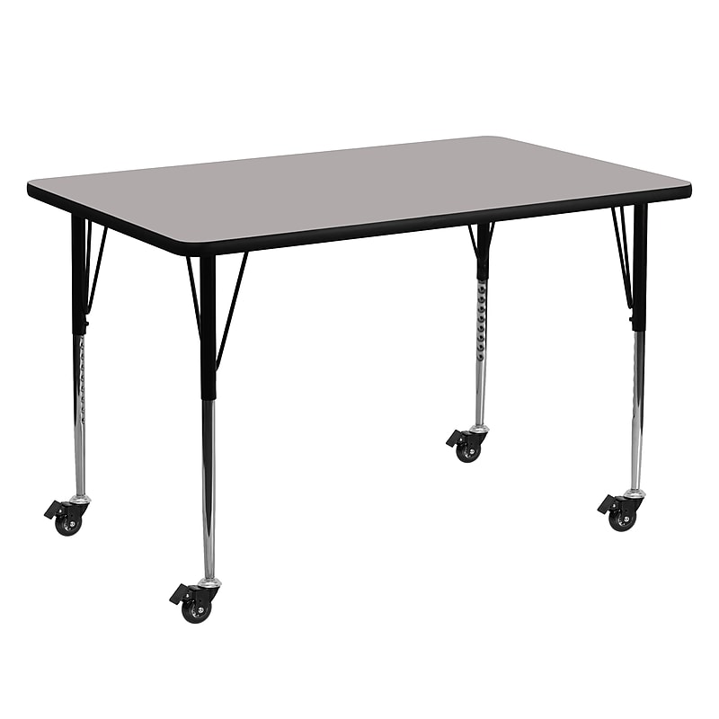 Flash Furniture Wren Rectangular Mobile Activity Table, 30" x 60", Height Adjustable, Gray (XUA3060RECGYHAC) image 1
