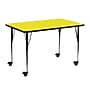 Flash Furniture Wren Rectangular Mobile Activity Table, 24" x 48", Height Adjustable, Yellow (XUA2448RECYLHAC)~#|#~sp138371813_sc7