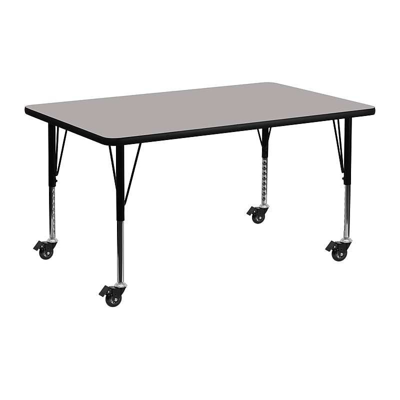 Flash Furniture Wren Rectangular Mobile Activity Table, 24" x 48", Height Adjustable, Gray (XUA2448RECGYHPC) image 1