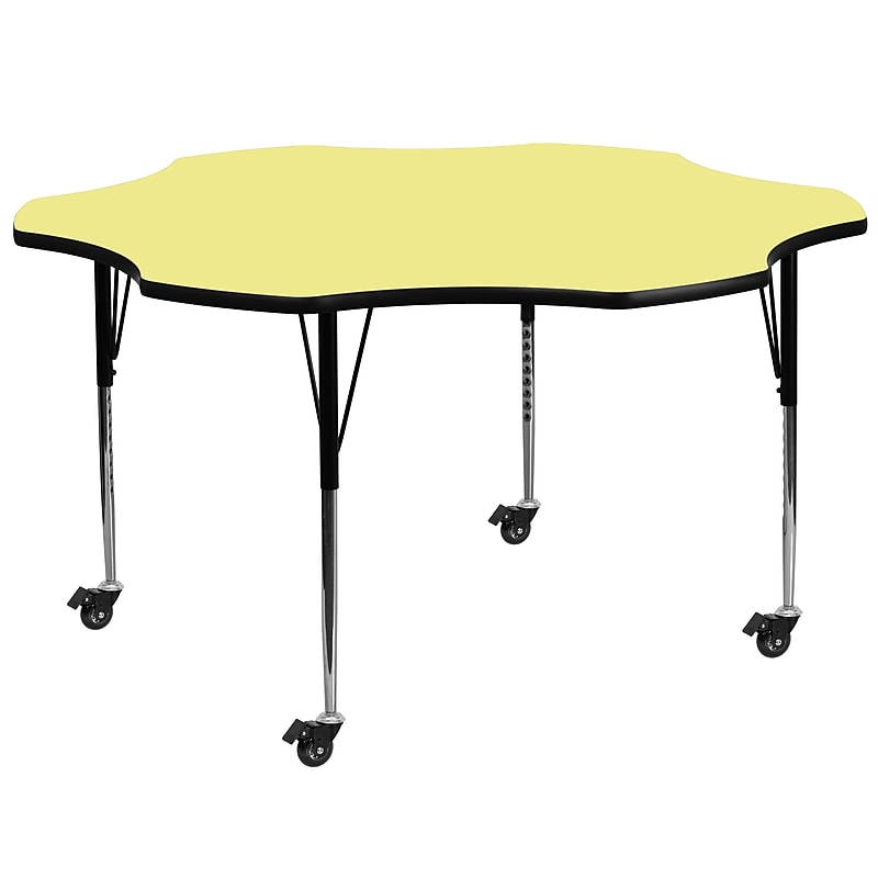 Flash Furniture Wren 60'' Flower Mobile Activity Table, Height Adjustable, Yellow (XUA60FLRYLTAC) image 1