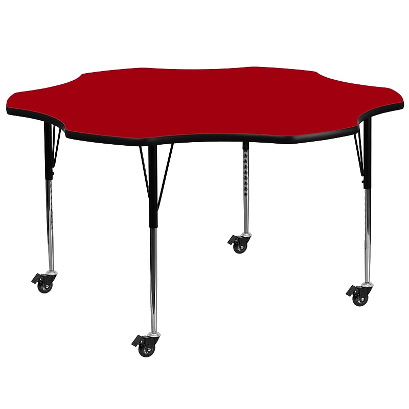 Flash Furniture Wren 60'' Flower Mobile Activity Table, Height Adjustable, Red (XUA60FLRRDTAC) image 1
