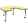 Flash Furniture Wren Horseshoe Mobile Activity Table, 60" x 66", Height Adjustable, Yellow (XUA6066HRSYLTPC)~#|#~sp138372660_sc7