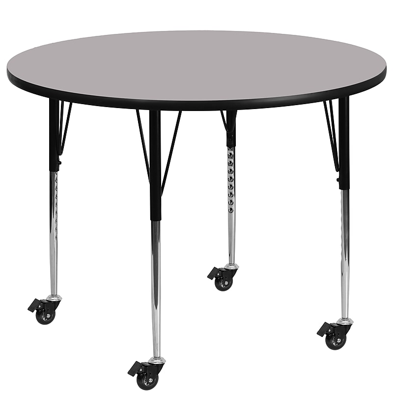 Flash Furniture Wren 48'' Round Mobile Activity Table, Height Adjustable, Gray (XUA48RNDGYTAC) image 1