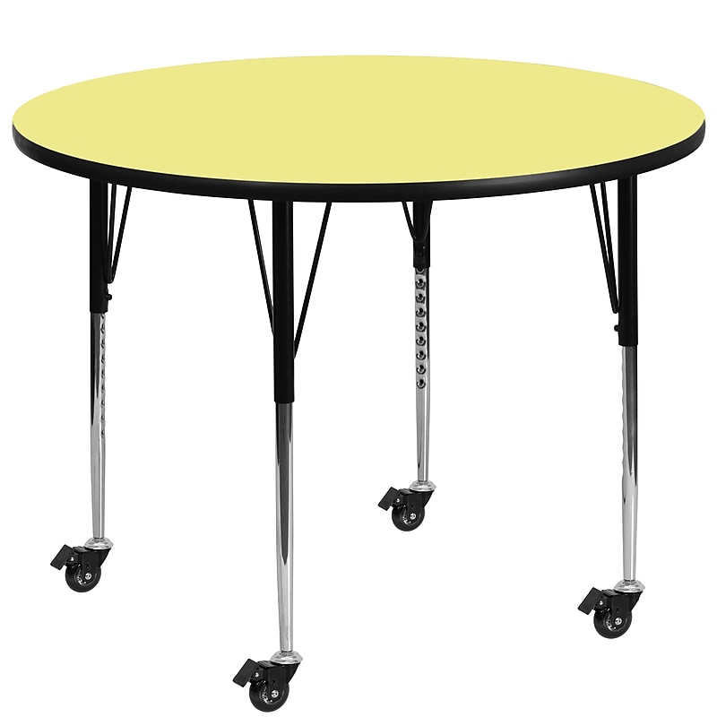 Flash Furniture Wren 48'' Round Mobile Activity Table, Height Adjustable, Yellow (XUA48RNDYLTAC) image 1