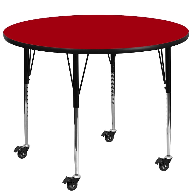 Flash Furniture Wren 48'' Round Mobile Activity Table, Height Adjustable, Red (XUA48RNDRDTAC) image 1