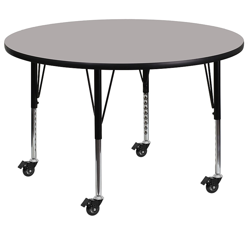 Flash Furniture Wren 48'' Round Mobile Activity Table, Height Adjustable, Gray (XUA48RNDGYHPC) image 1
