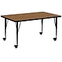 Flash Furniture Wren Rectangular Mobile Activity Table, 30" x 72", Height Adjustable, Oak (XUA3072RECOKTPC)~#|#~sp138373750_sc7