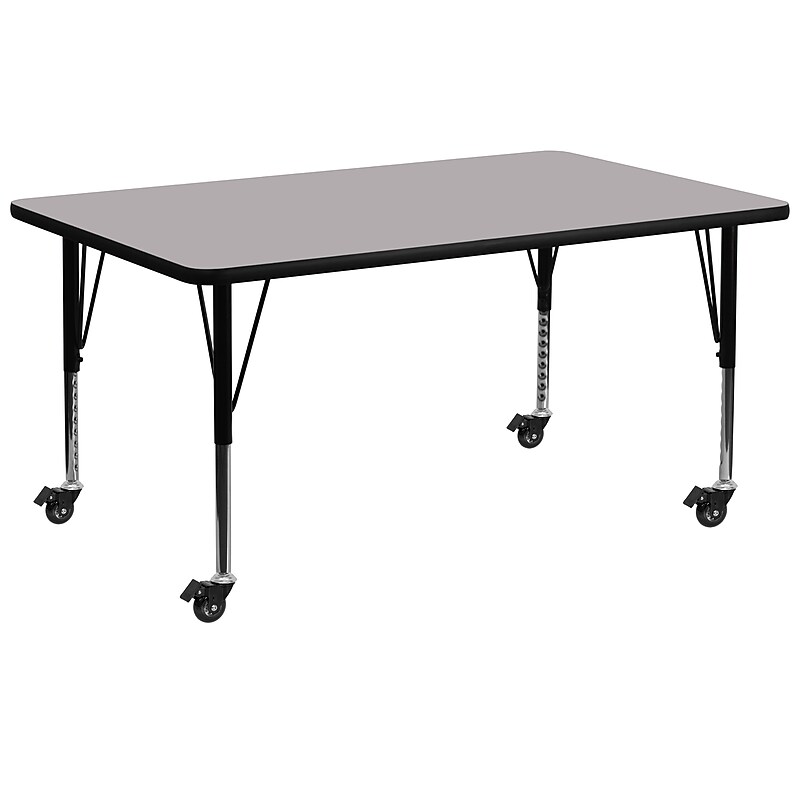 Flash Furniture Wren Rectangular Mobile Activity Table, 30" x 72", Height Adjustable, Gray (XUA3072RECGYTPC) image 1