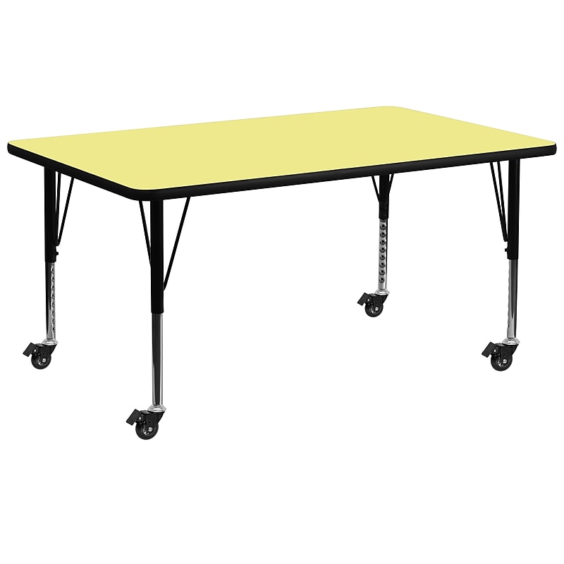 Flash Furniture Wren Rectangular Mobile Activity Table, 30" x 72", Height Adjustable, Yellow (XUA3072RECYLTPC) image 1