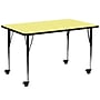Flash Furniture Wren Rectangular Mobile Activity Table, 30" x 72", Height Adjustable, Yellow (XUA3072RECYLTAC)~#|#~sp138373978_sc7