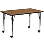 Flash Furniture Wren Rectangular Mobile Activity Table, 30" x 72", Height Adjustable, Oak (XUA3072RECOKTAC)~#|#~sp138373987_sc7