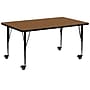 Flash Furniture Wren Rectangular Mobile Activity Table, 30" x 72", Height Adjustable, Oak (XUA3072RECOKHPC)~#|#~sp138374005_sc7