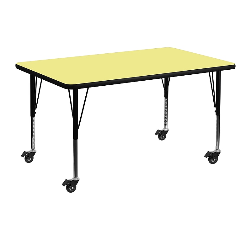 Flash Furniture Wren Rectangular Mobile Activity Table, 30'' x 48'', Height Adjustable, Yellow (XUA3048RECYLTPC) image 1