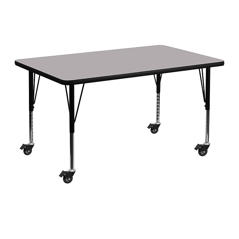 Flash Furniture Wren Rectangular Mobile Activity Table, 30'' x 48'', Height Adjustable, Gray (XUA3048RECGYTPC) image 1