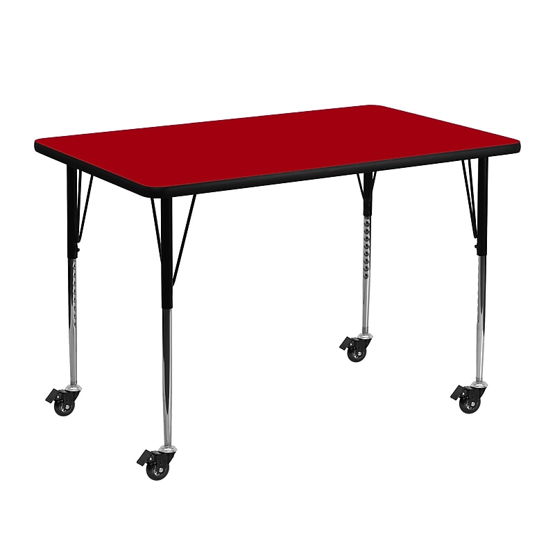 Flash Furniture Wren Rectangular Mobile Activity Table, 30'' x 48'', Height Adjustable, Red (XUA3048RECRDTAC) image 1