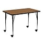 Flash Furniture Wren Rectangular Mobile Activity Table, 30'' x 48'', Height Adjustable, Oak (XUA3048RECOKTAC)~#|#~sp138374453_sc7
